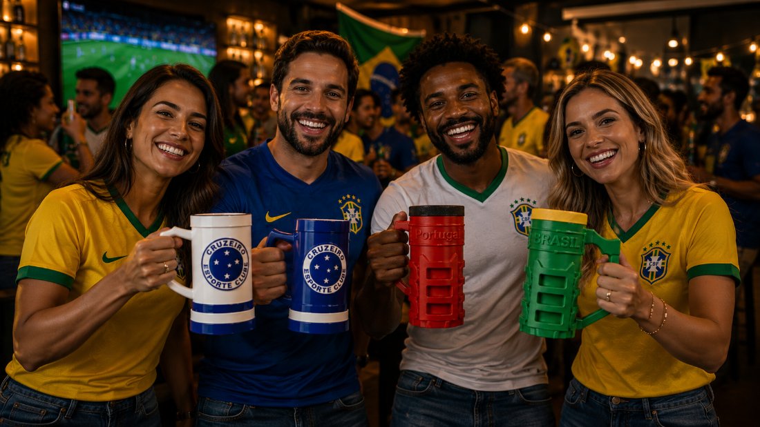Fans toasting with their custom CPM 3D mugs